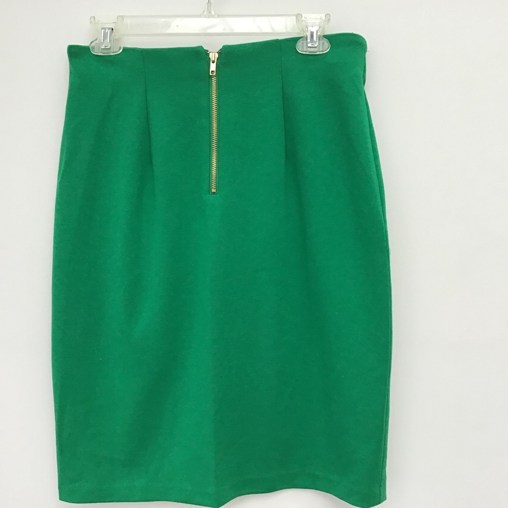Green fashion zipper back skirt  A-line